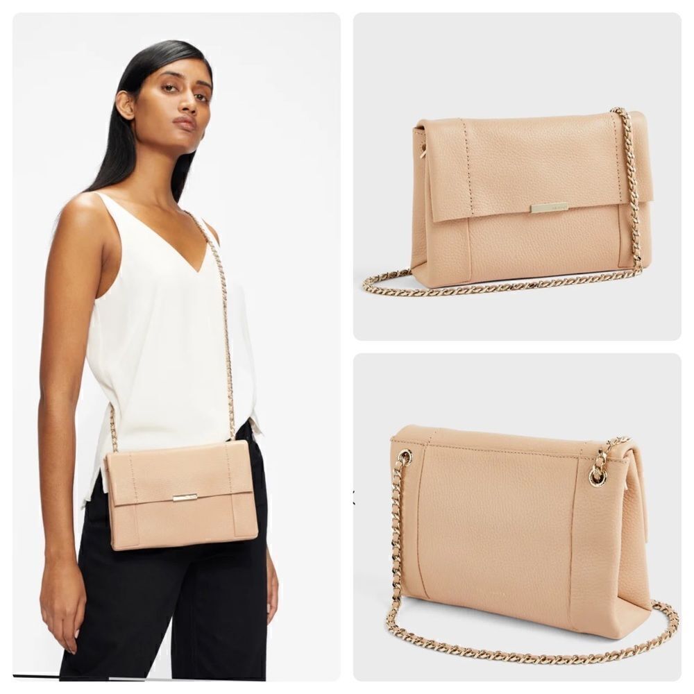 Ted Baker Parson Soft Leather Crossbody Bag Taupe NWT